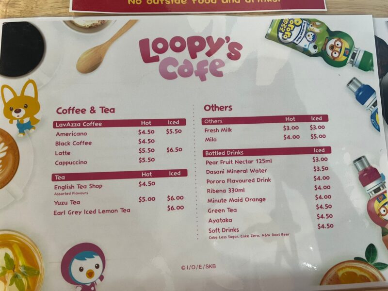 Pororo Park Cafe Menu 2